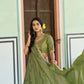 Olive Sequin Scallop Lehenga Set