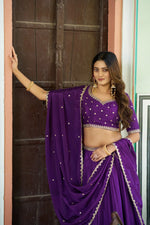 Olive Sequin Scallop Lehenga Set