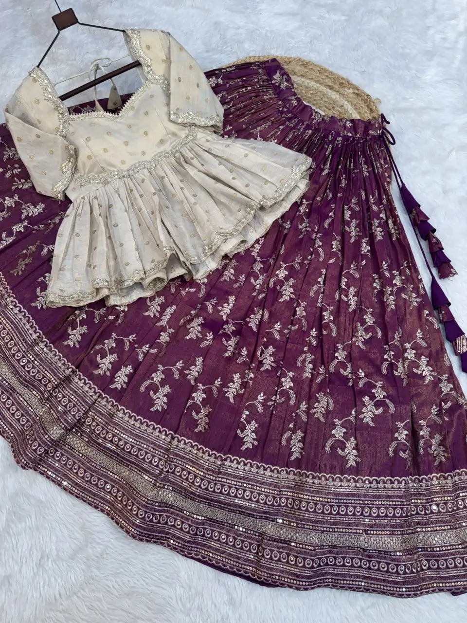 Ombre Jacquard Peplum Lehenga Set