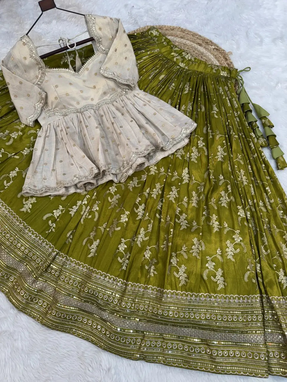 Ombre Jacquard Peplum Lehenga Set