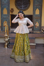 Ombre Jacquard Peplum Lehenga Set