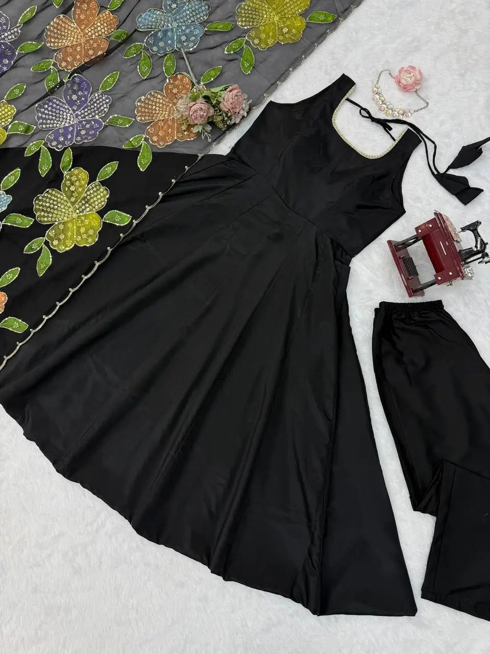 Onyx Butterfly Print Anarkali