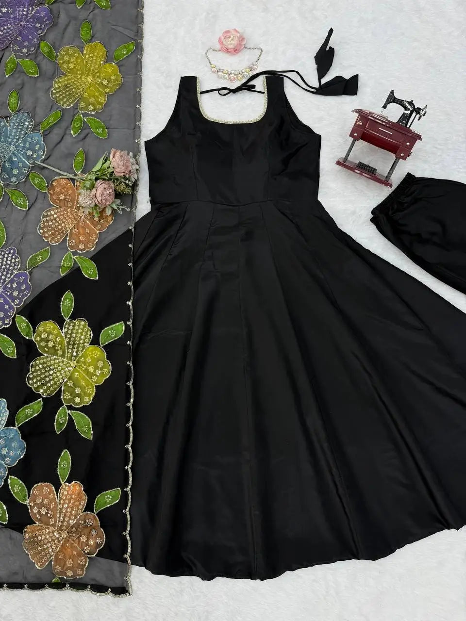 Onyx Butterfly Print Anarkali