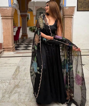 Onyx Butterfly Print Anarkali