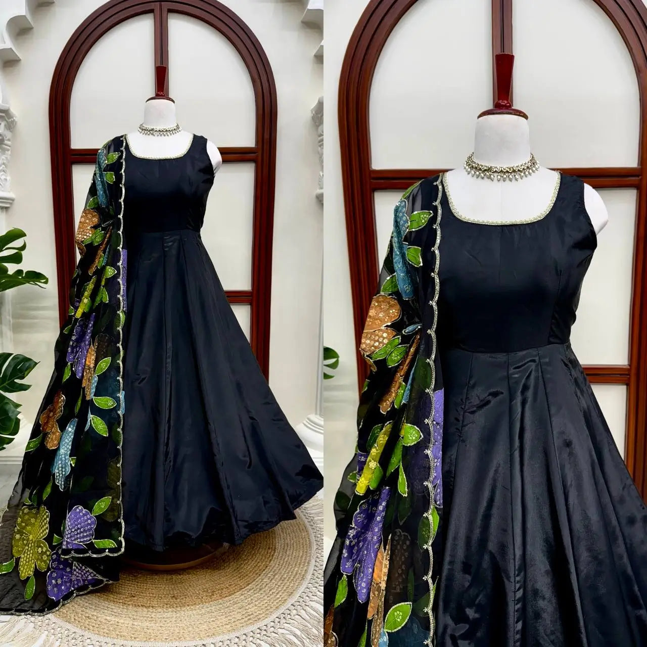 Onyx Butterfly Print Anarkali