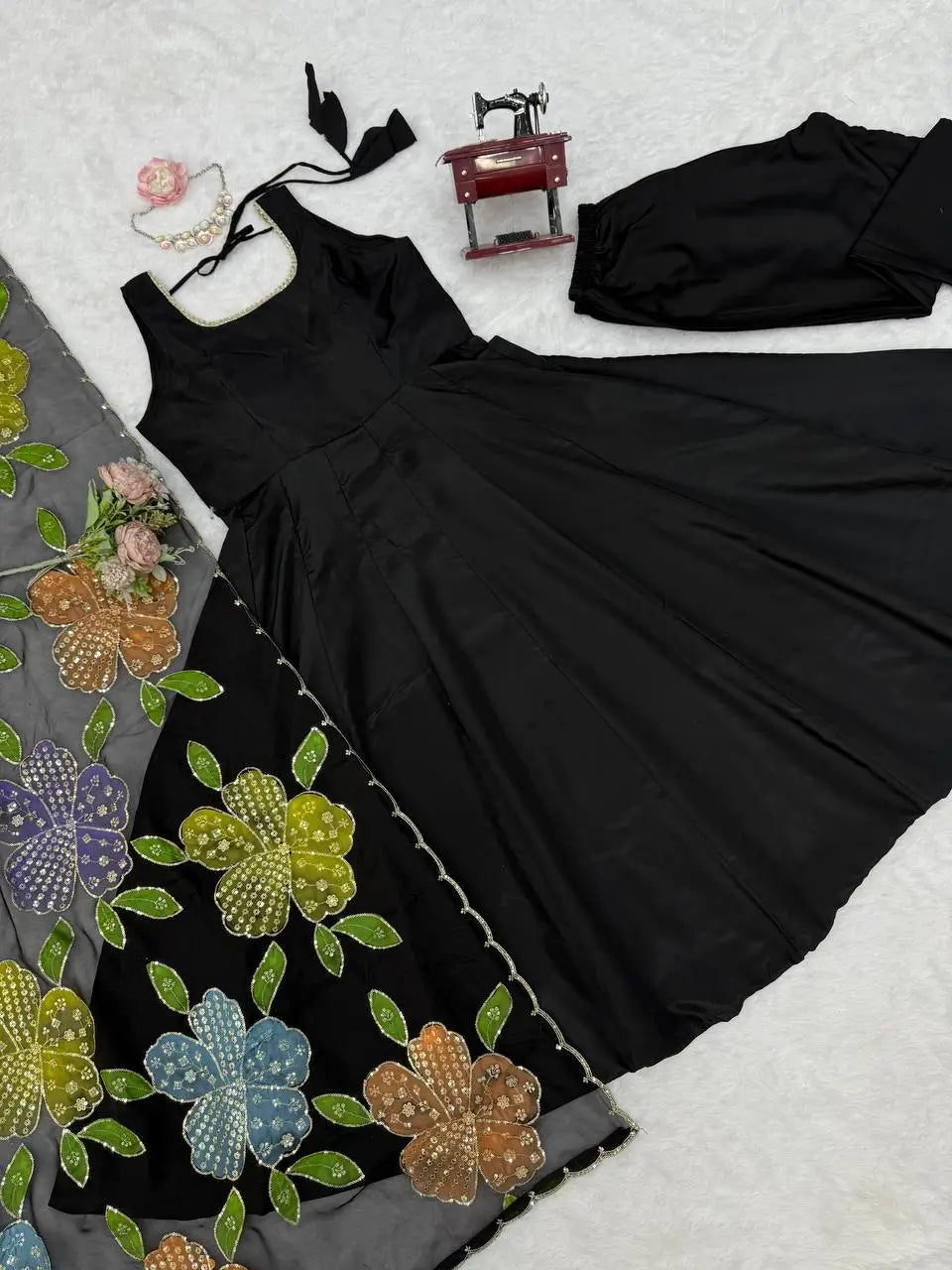 Onyx Butterfly Print Anarkali