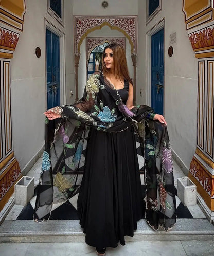 Onyx Butterfly Print Anarkali