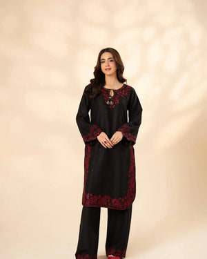Onyx Crimson Embroidered Co-ord Set