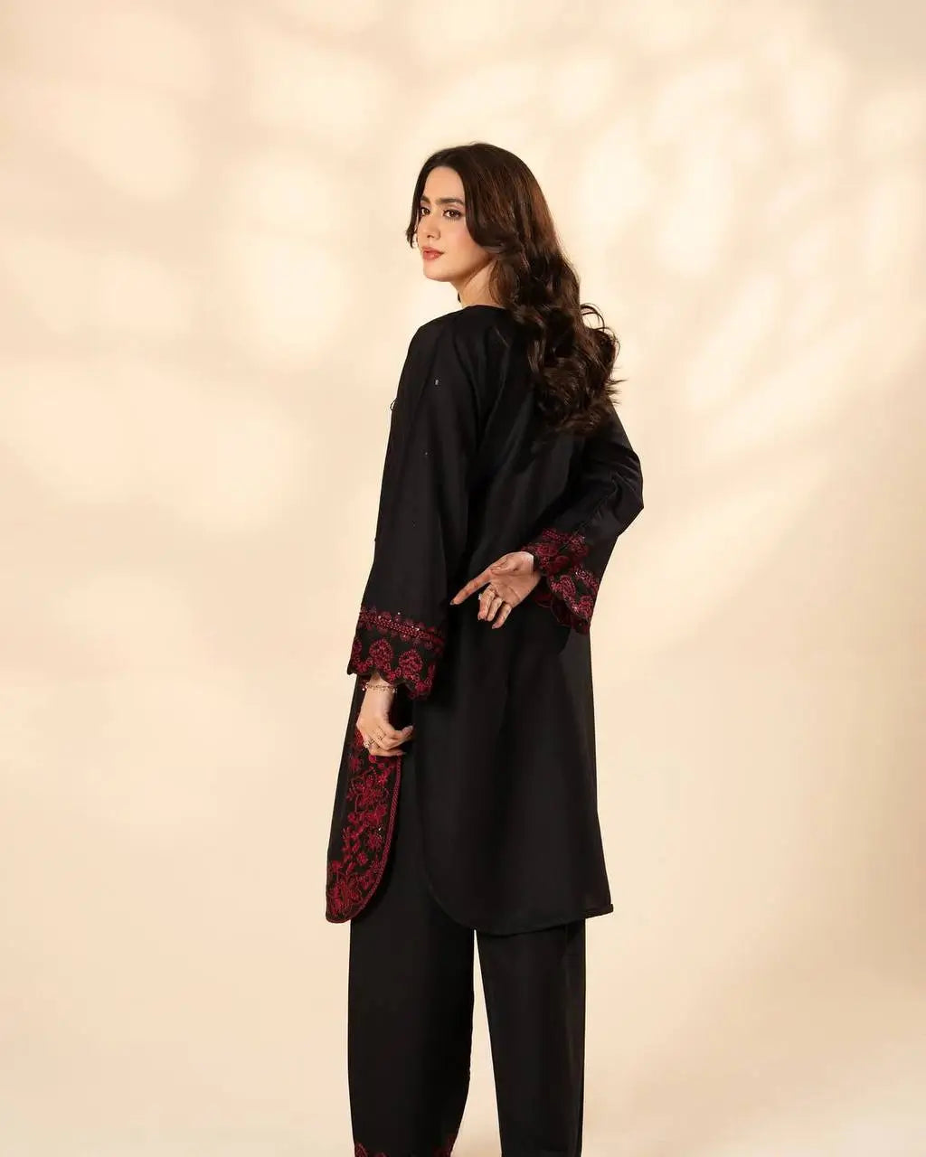 Onyx Crimson Embroidered Co-ord Set