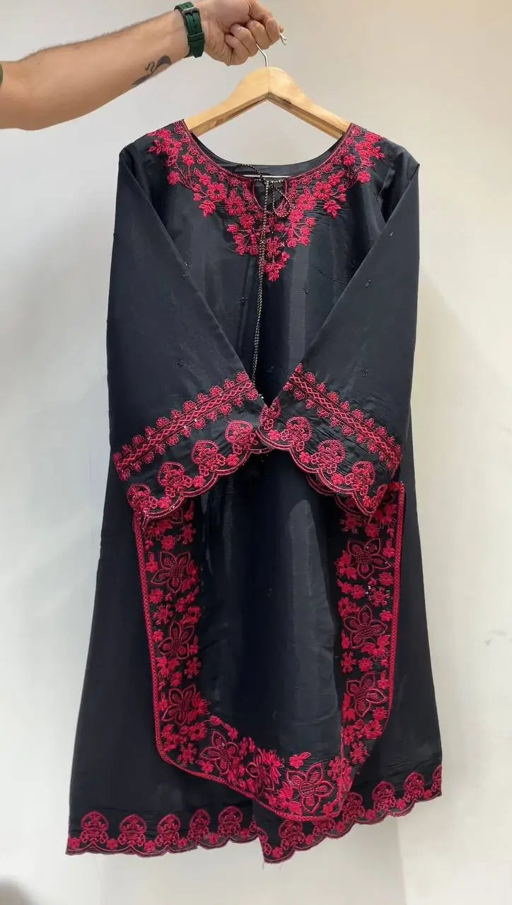 Onyx Crimson Embroidered Co-ord Set