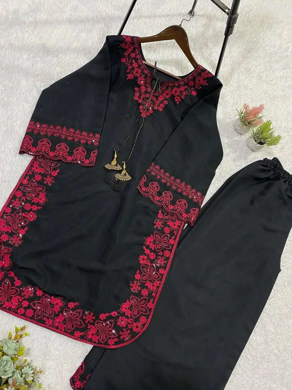 Onyx Crimson Embroidered Co-ord Set