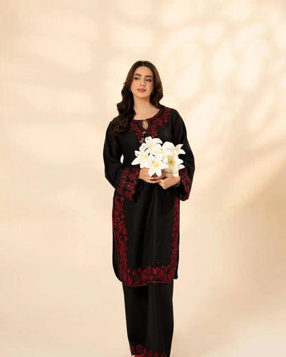 Onyx Crimson Embroidered Co-ord Set