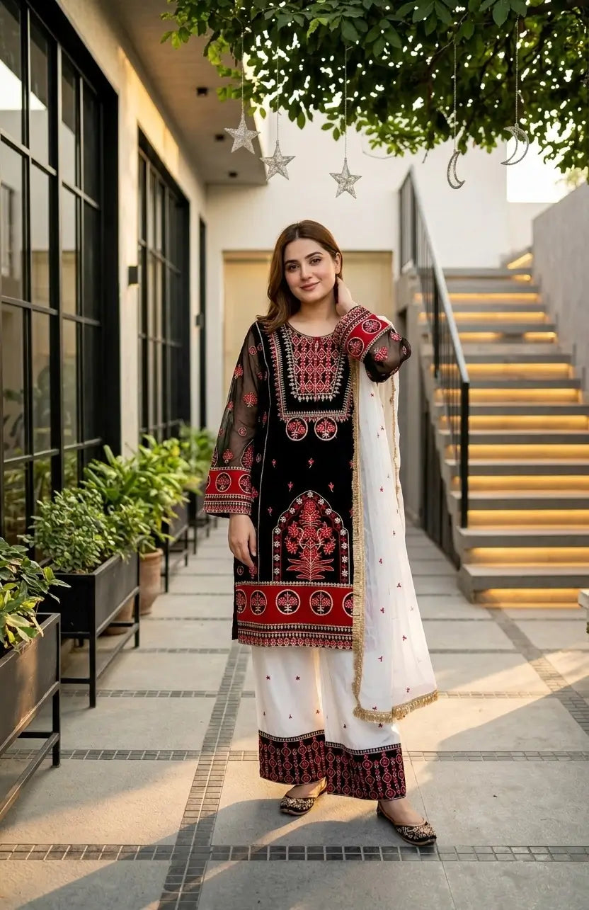 Onyx Tribal Motif Suit