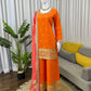 Orange Embroidered Chinon Palazzo Suit with Pink Printed Dupatta