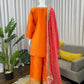 Orange Embroidered Chinon Palazzo Suit with Pink Printed Dupatta