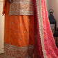 Orange Embroidered Chinon Palazzo Suit with Pink Printed Dupatta