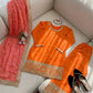 Orange Embroidered Chinon Palazzo Suit with Pink Printed Dupatta