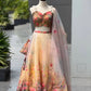 Organza Digital Print Lehenga Set with Blouse, Dupatta, and Batwa Bag
