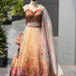 Organza Digital Print Lehenga Set with Blouse, Dupatta, and Batwa Bag
