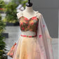 Organza Digital Print Lehenga Set with Blouse, Dupatta, and Batwa Bag