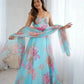 Organza Digital Print Lehenga Set with Embroidered Corset Blouse, Dupatta & Designer Batwa