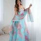Organza Digital Print Lehenga Set with Embroidered Corset Blouse, Dupatta & Designer Batwa