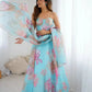 Organza Digital Print Lehenga Set with Embroidered Corset Blouse, Dupatta & Designer Batwa