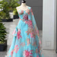 Organza Digital Print Lehenga Set with Embroidered Corset Blouse, Dupatta & Designer Batwa