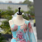 Organza Digital Print Lehenga Set with Embroidered Corset Blouse, Dupatta & Designer Batwa