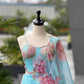 Organza Digital Print Lehenga Set with Embroidered Corset Blouse, Dupatta & Designer Batwa
