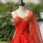 Organza Digital Print Lehenga Set with Embroidered Corset Blouse, Dupatta & Designer Batwa