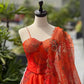 Organza Digital Print Lehenga Set with Embroidered Corset Blouse, Dupatta & Designer Batwa