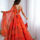 Organza Digital Print Lehenga Set with Embroidered Corset Blouse, Dupatta & Designer Batwa