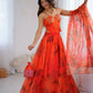 Organza Digital Print Lehenga Set with Embroidered Corset Blouse, Dupatta & Designer Batwa