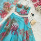 Organza Digital Print Lehenga Set with Embroidered Corset Blouse, Dupatta & Designer Batwa