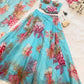 Organza Digital Print Lehenga Set with Embroidered Corset Blouse, Dupatta & Designer Batwa