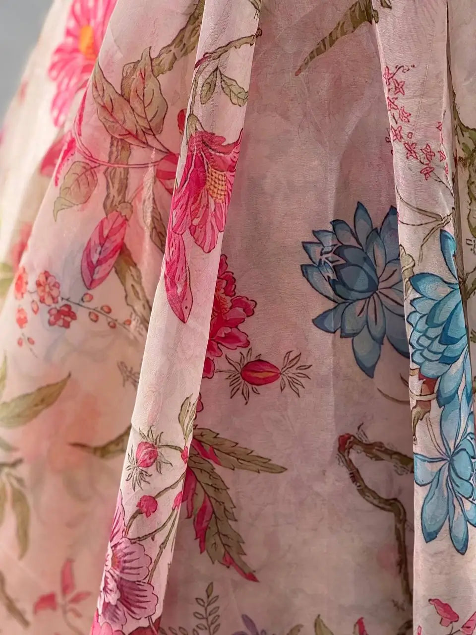 Organza Digital Print Lehenga Set with Handcrafted Blouse