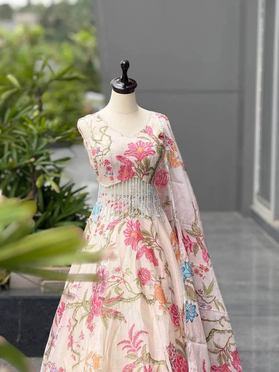 Organza Digital Print Lehenga Set with Handcrafted Blouse & Dupatta