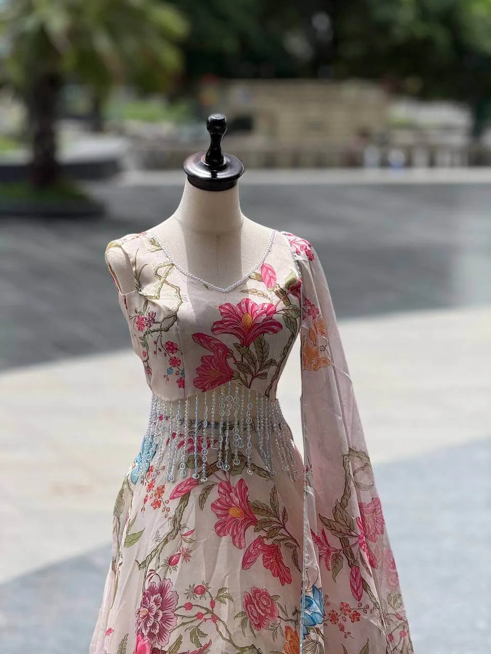 Organza Digital Print Lehenga Set with Handcrafted Blouse & Dupatta