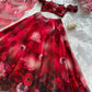 Organza Digital Print Lehenga Set with Zari Work and Batwa Bag