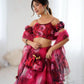 Organza Digital Print Lehenga Set with Zari Work and Batwa Bag