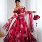Organza Digital Print Lehenga Set with Zari Work and Batwa Bag