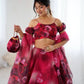 Organza Digital Print Lehenga Set with Zari Work and Batwa Bag