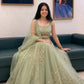 Organza Dori Embroidery Ruffle Lehenga Set
