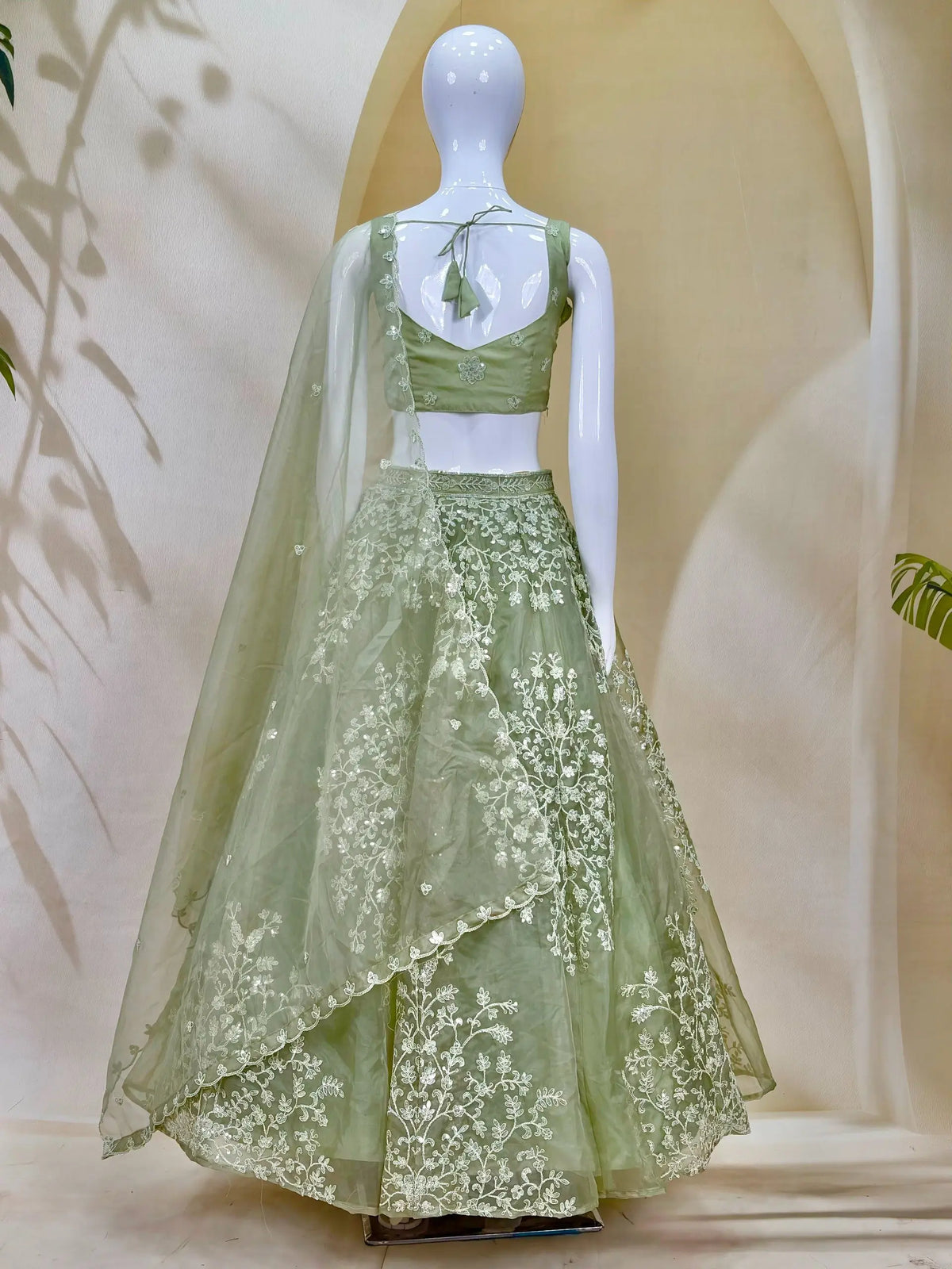 Organza Dori Embroidery Ruffle Lehenga Set