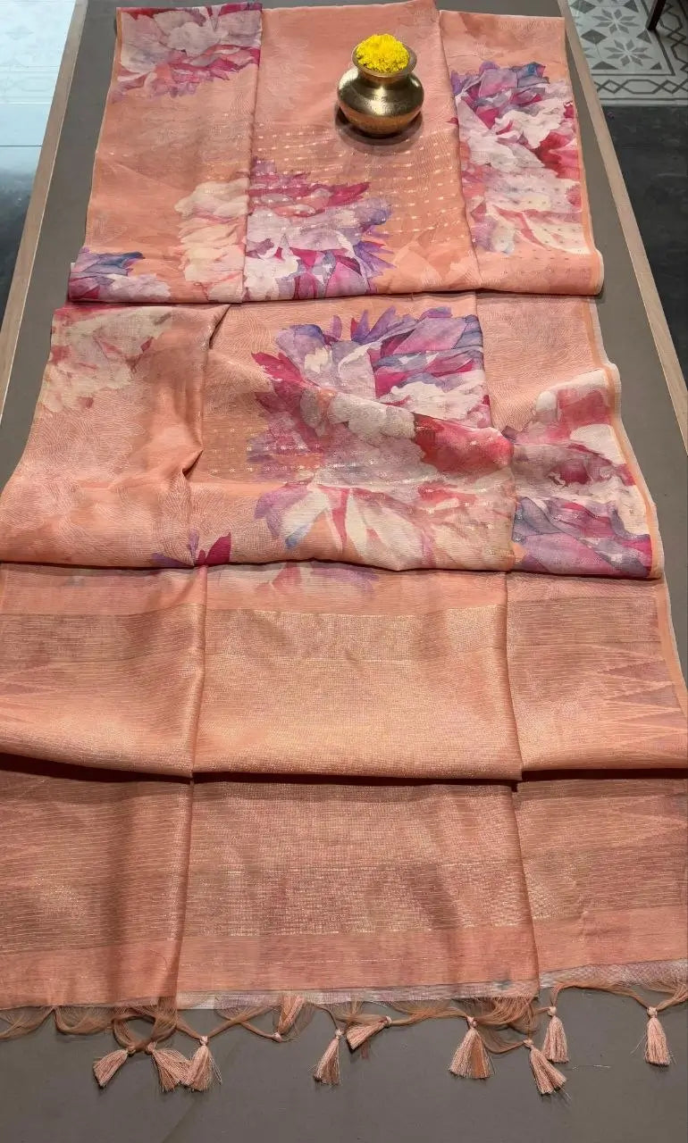 Organza Leheriya Saree with Ikkat Pallu for Festive and Elegant Occasion Wear
