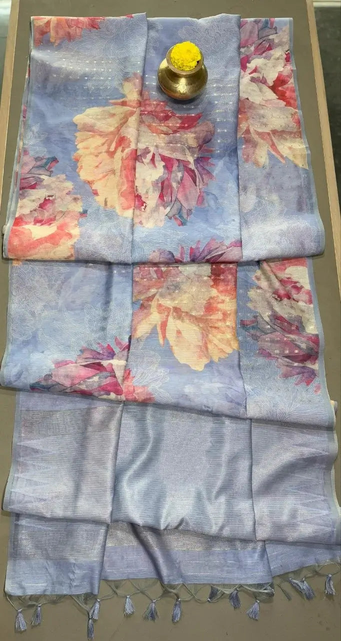 Organza Leheriya Saree with Ikkat Pallu for Festive and Elegant Occasion Wear