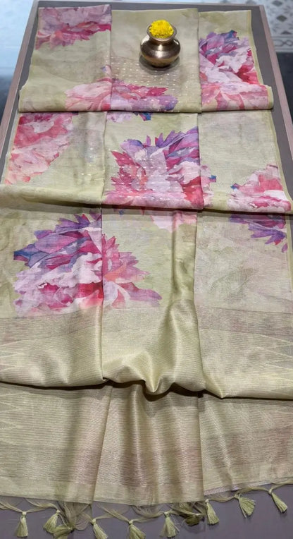 Organza Leheriya Saree with Ikkat Pallu for Festive and Elegant Occasion Wear