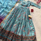 Organza Silk Digital Print Anarkali Gown with Dupatta