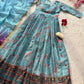 Organza Silk Digital Print Anarkali Gown with Dupatta